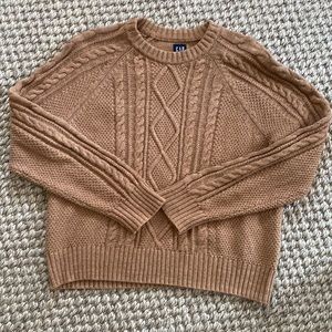 Gap 100% Cotton Tan Cable Knit Sweater Women Size M